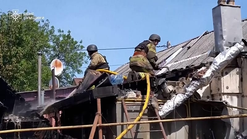 Russian strike on Sumy injures six as mass drone attack hits Ukraine