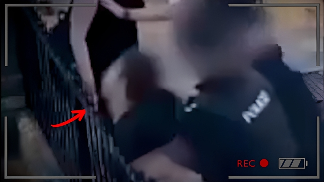 Impaled on metal railing | Caught on camera