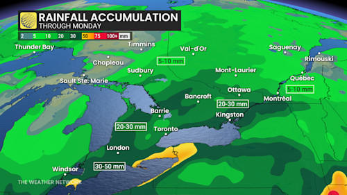 30-50 mm: Cold, heavy rain disrupts weekend plans in Ontario