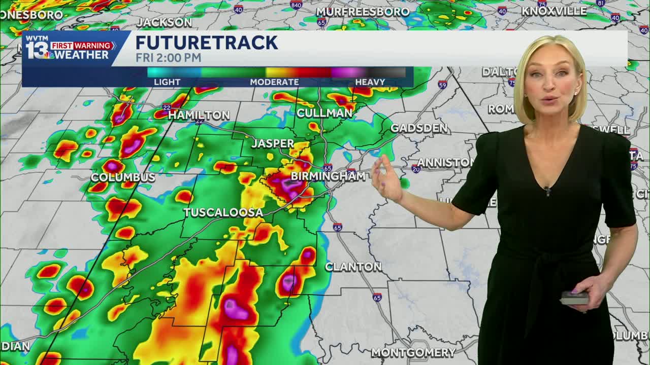 Heavy rain with a few strong storms in Alabama on Friday, more storms ...