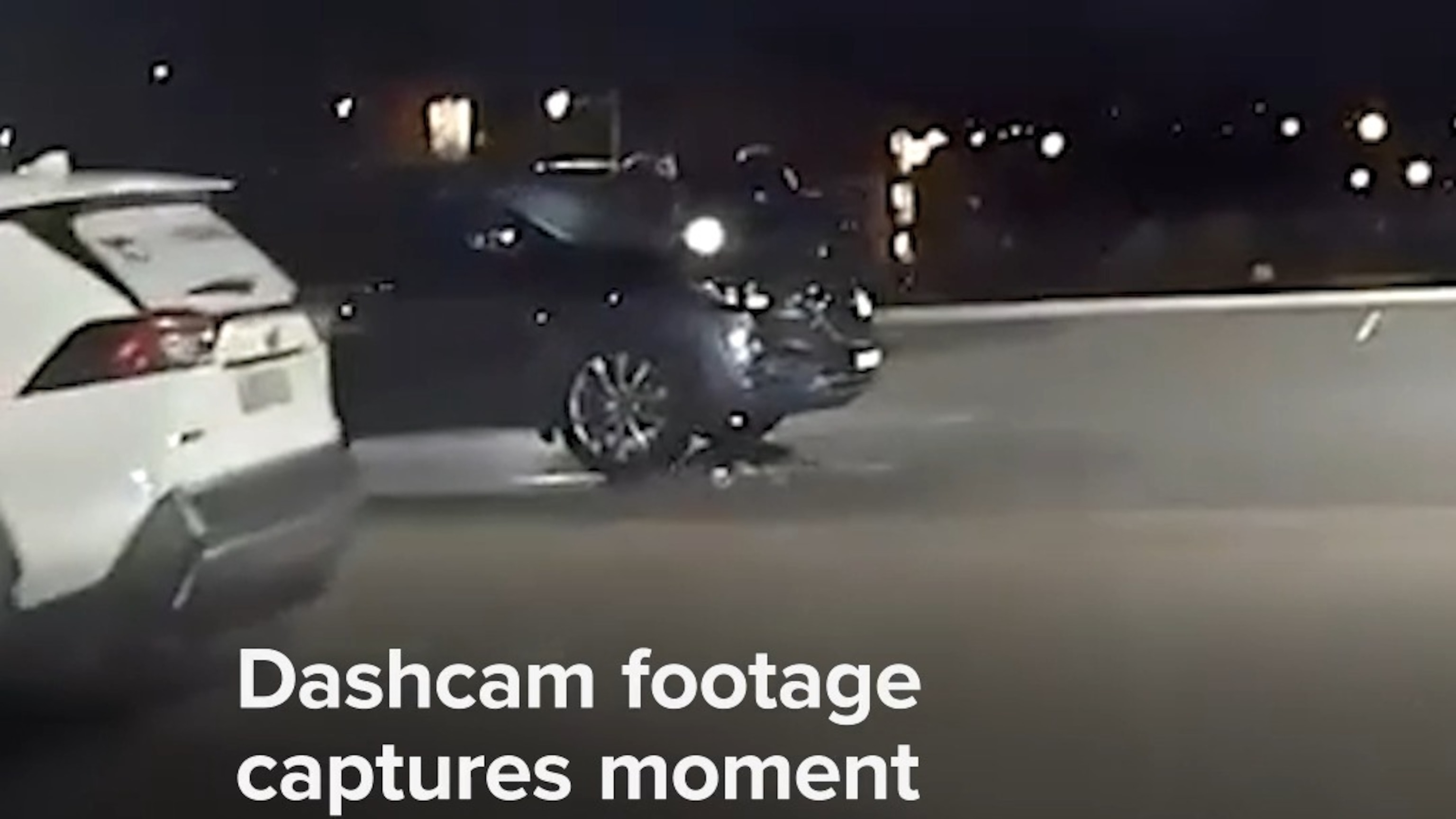 Dashcam footage captures moment fireball lights up sky