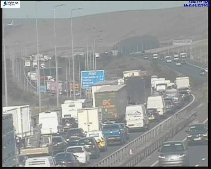 Massive 70-minute delays and seven miles of gridlock after crash on M62