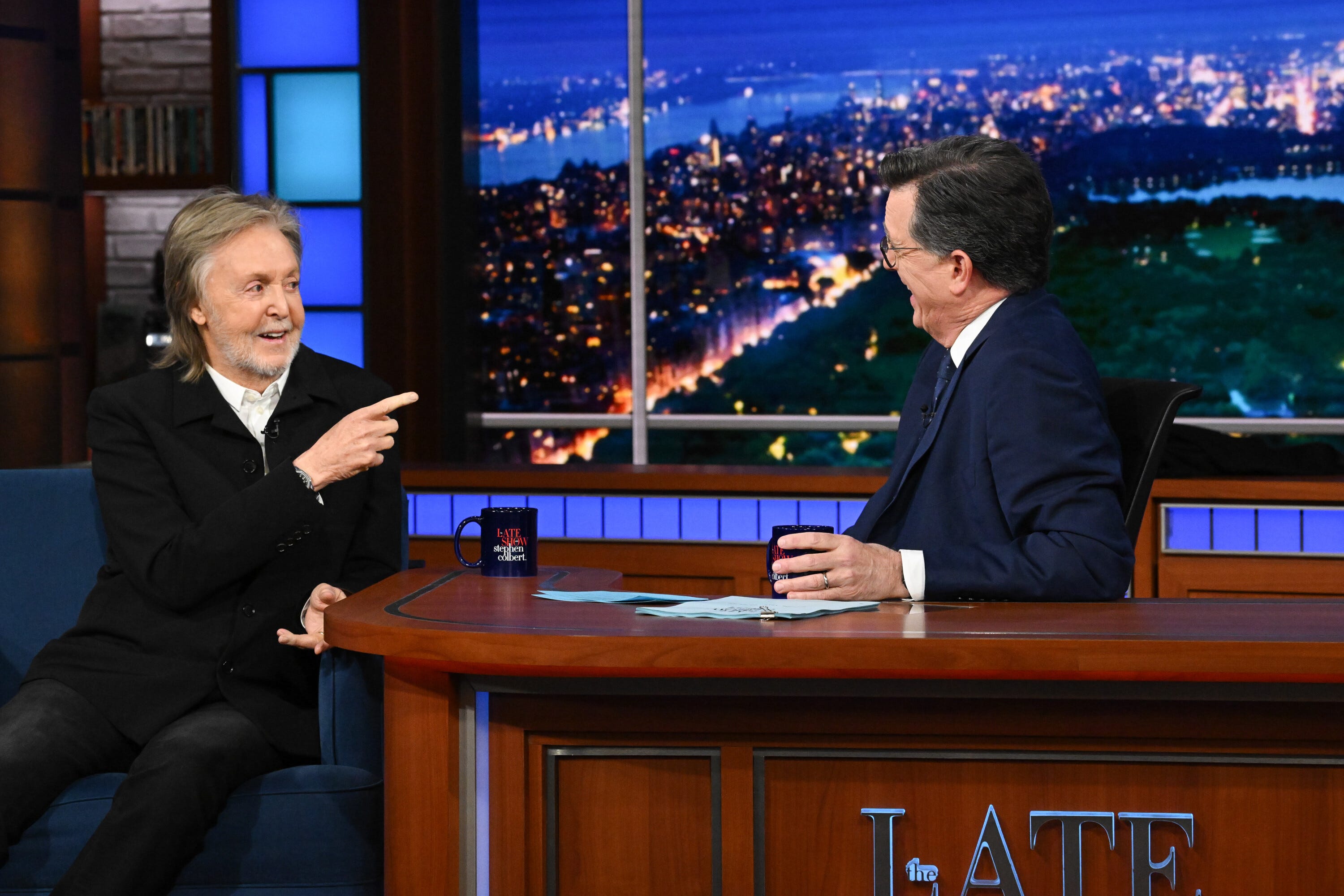 The Late Show with Stephen Colbert and guest Paul McCartney during Thursday’s May 21, 2026 show.