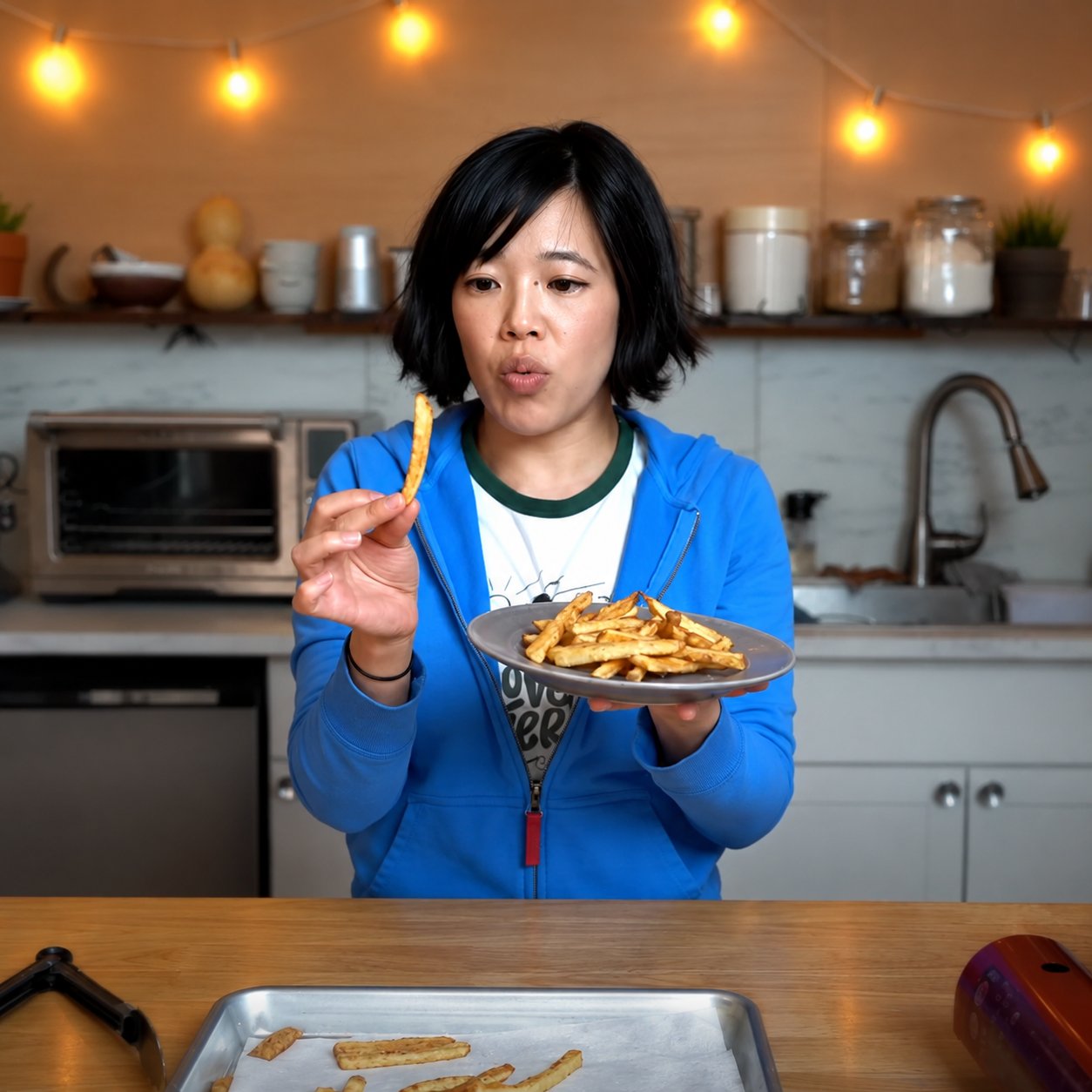 Less oil, no spatter, no double frying!