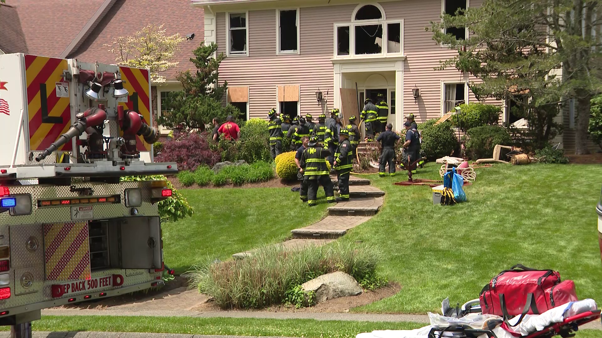 Crews return to scene of 'stubborn' house fire for second day