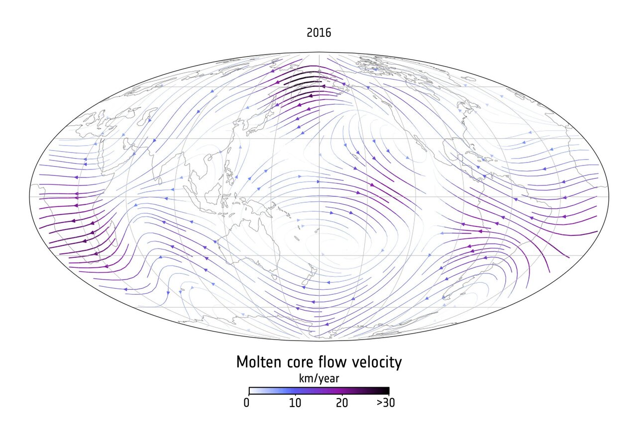 Earth's outer core beneath Pacific reversed direction in 2010 ...