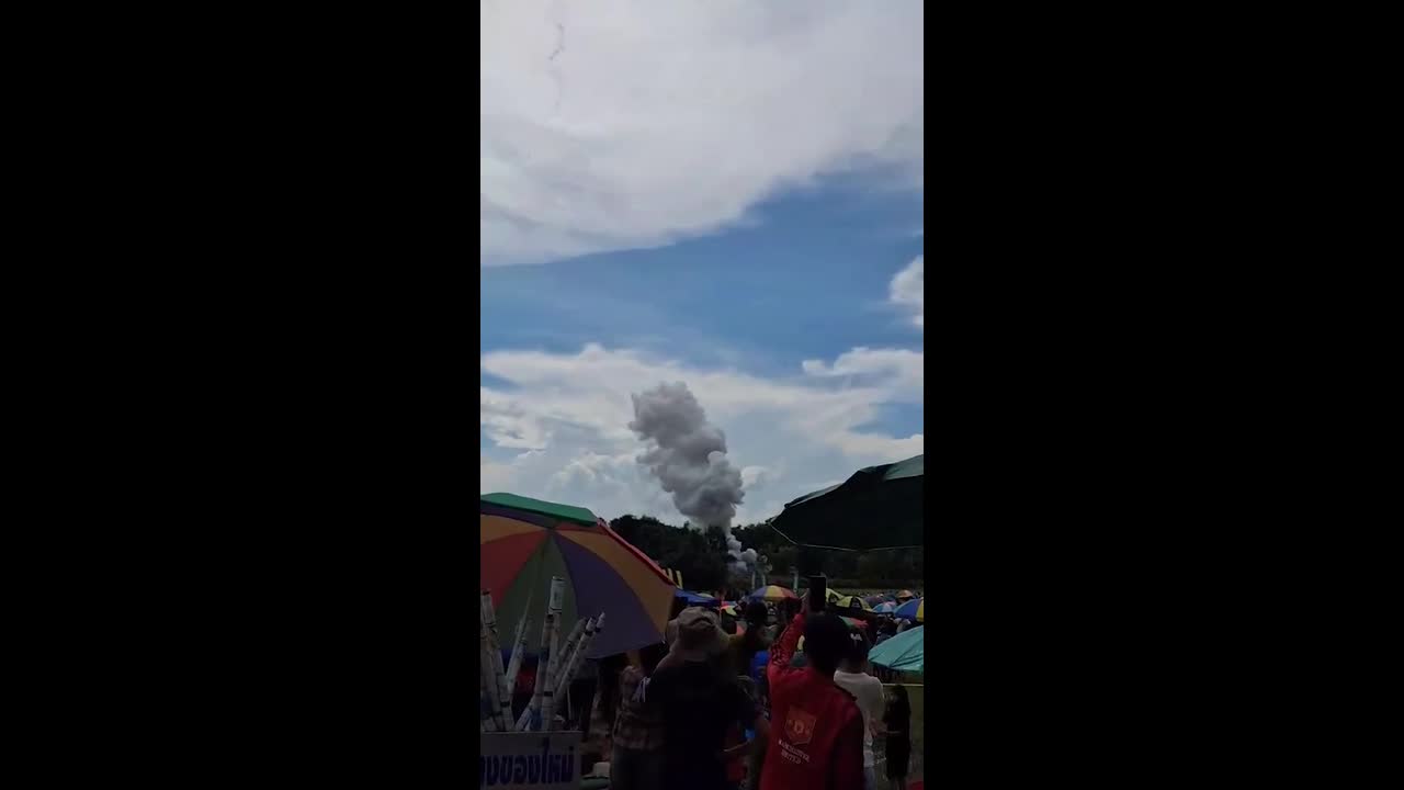 Huge homemade rocket explodes at annual Buddhist festival