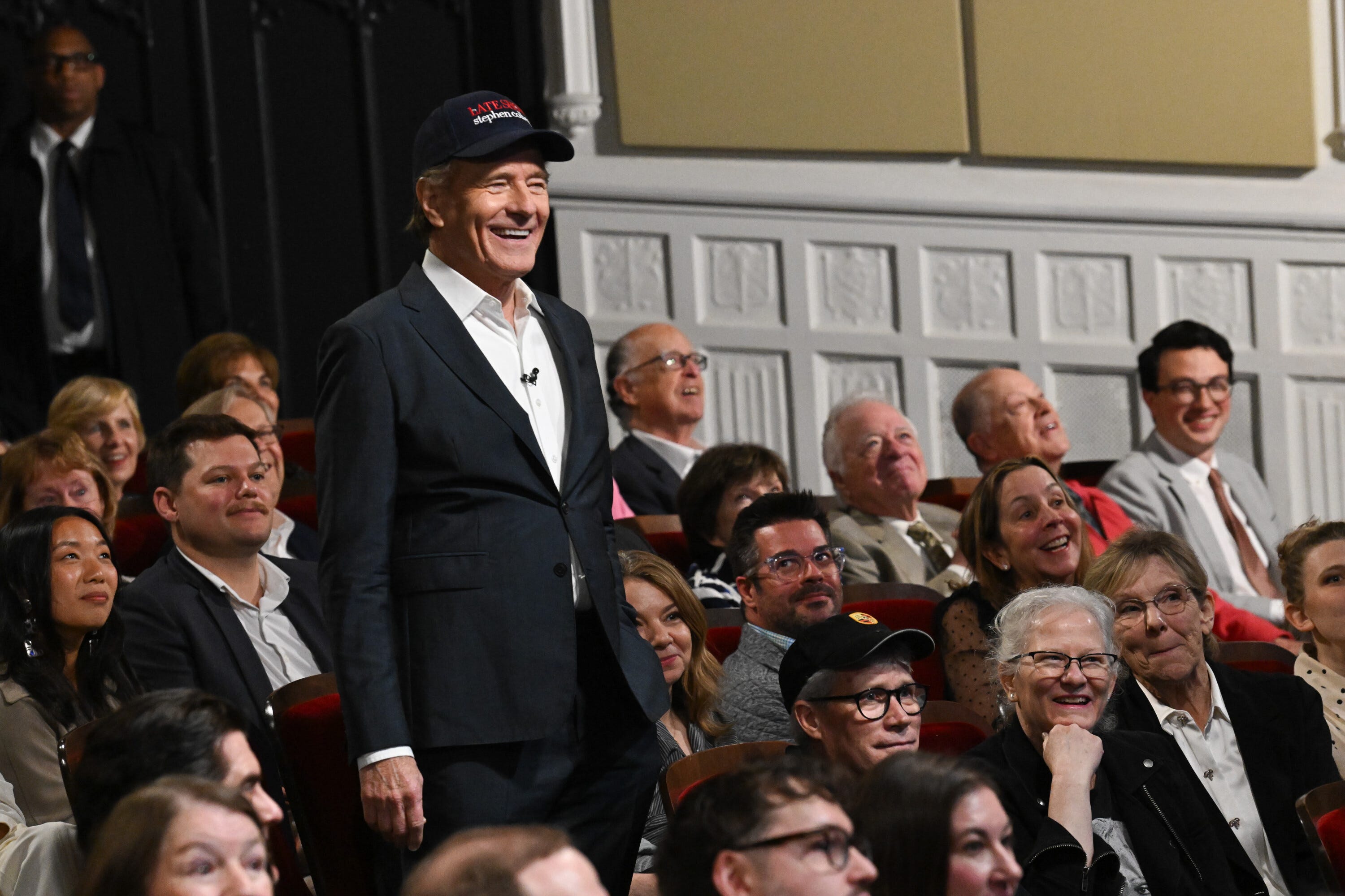 The Late Show with Stephen Colbert and guest Bryan Cranston during Thursday’s May 21, 2026 show.