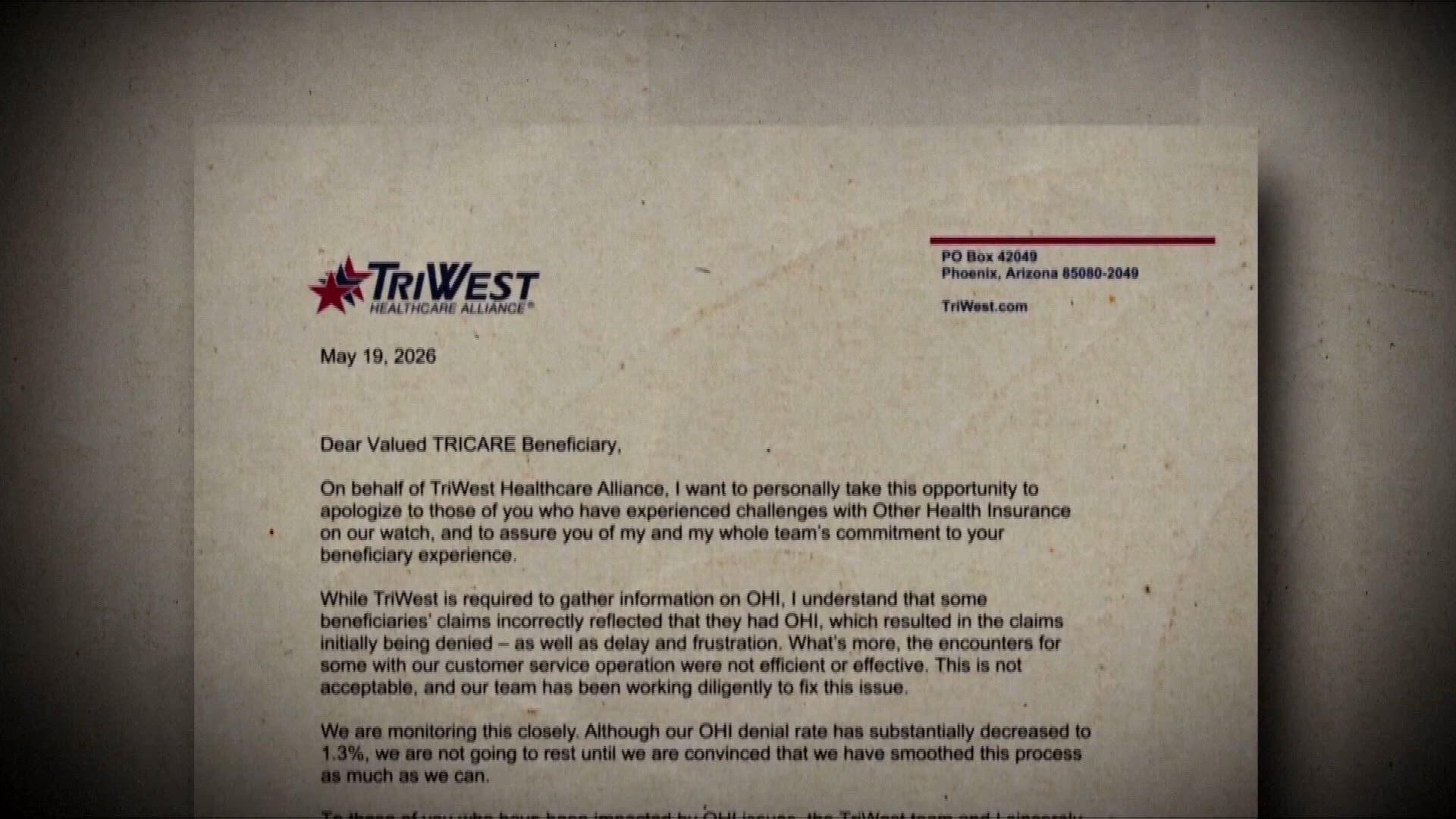 TriWest CEO apologizes to beneficiaries