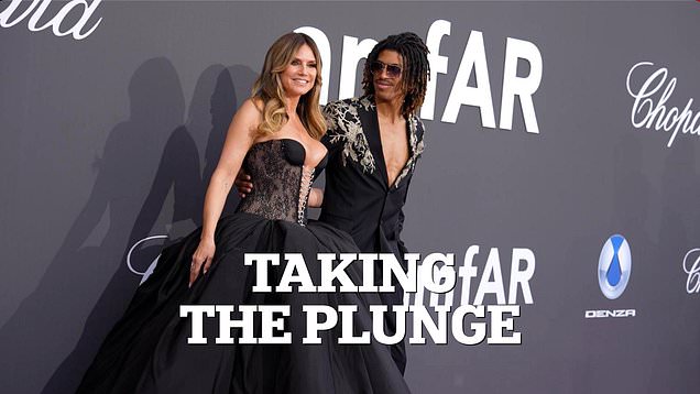 Heidi Klum and her son Henry twinned in equally plunging outfits