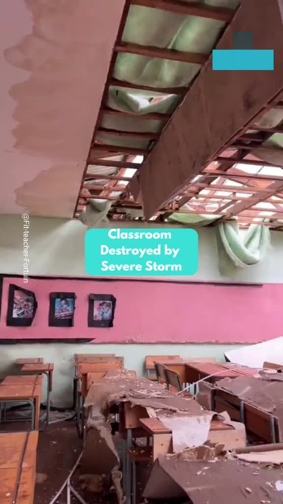 Teacher left heartbroken after storm destroys classroom