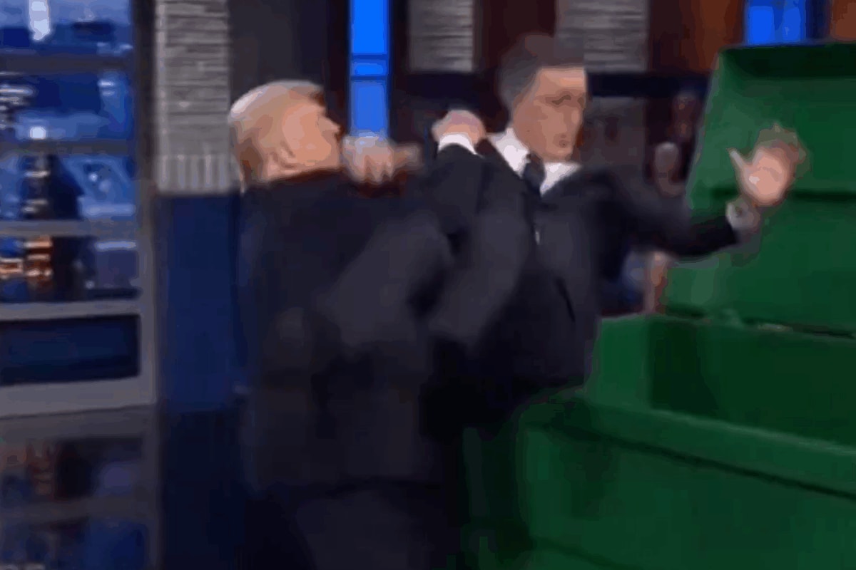 Trump shares AI video of throwing Stephen Colbert into trash bin as ...