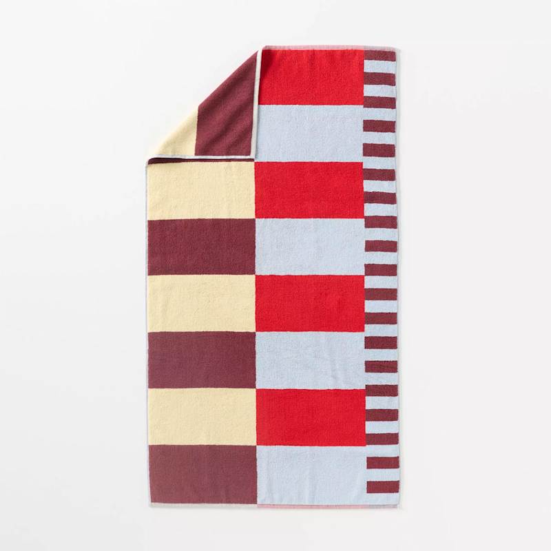 Damson Madder Cotton Woven Stripe Bath Towel