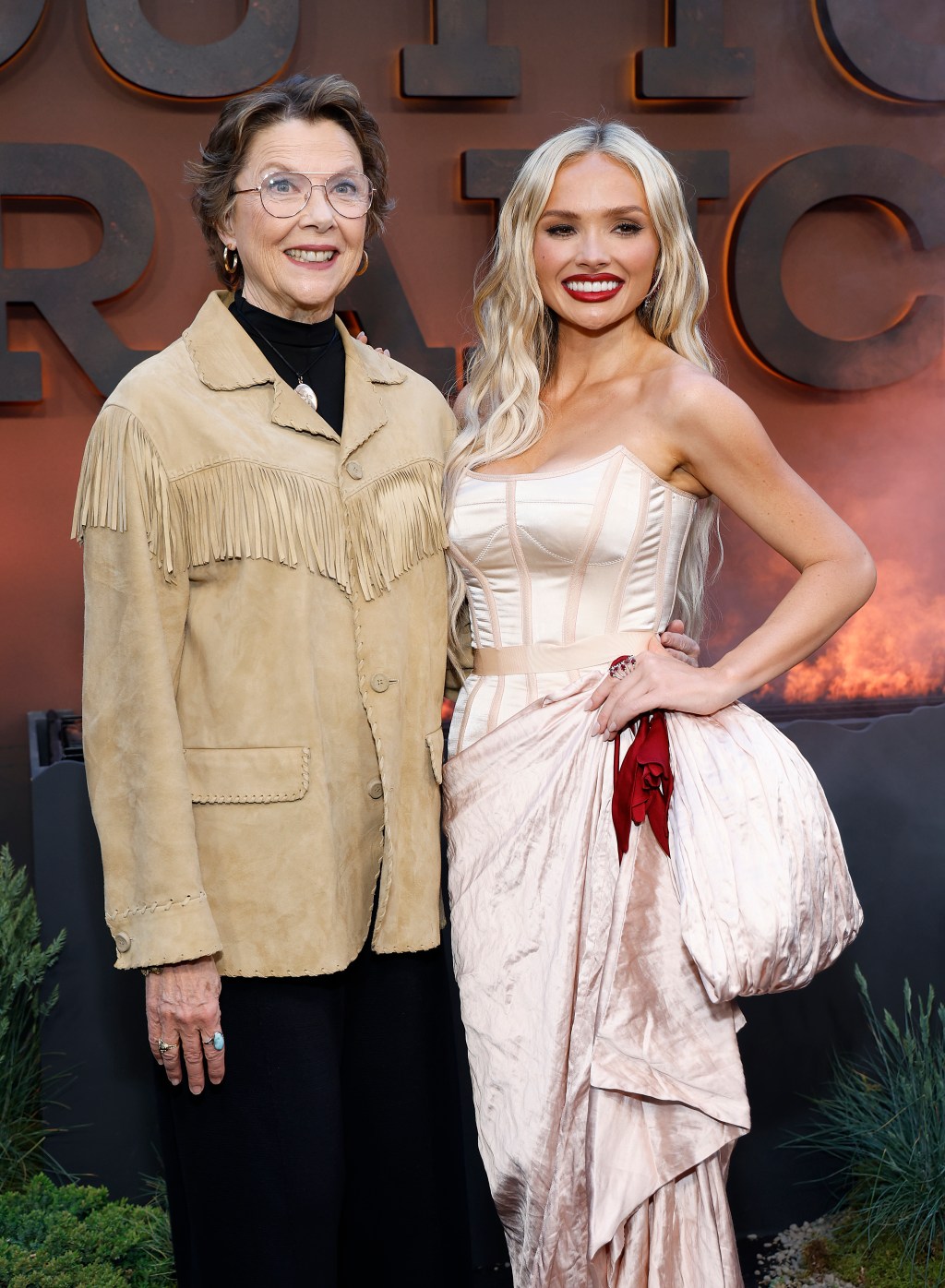 Lind (pictured with Annette Bening on May 12) plays a spirited blonde on the “Yellowstone” spinoff named Oreana Jackson. WireImage
