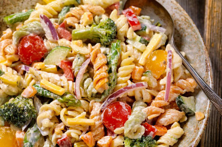 Pasta salad tastes better if you mix in simple store cupboard ...
