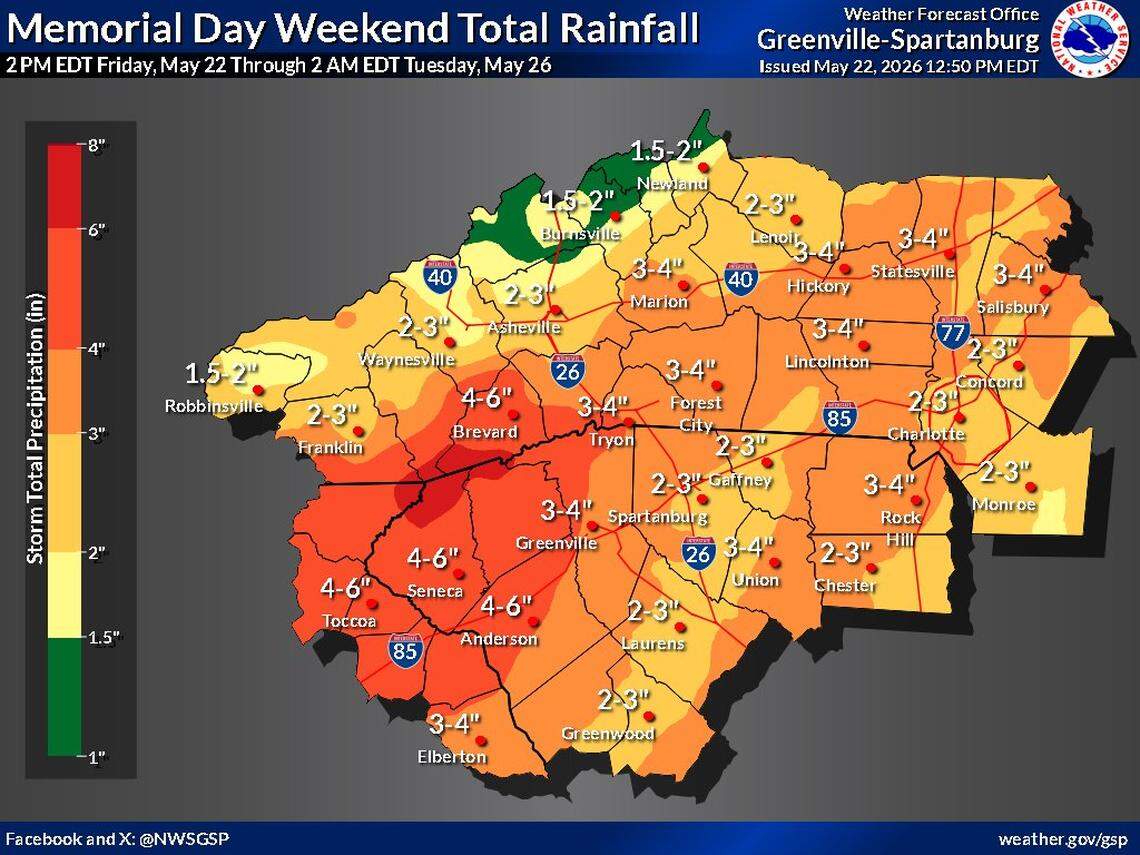 Stormy weekend expected in latest Charlotte Memorial Day forecast