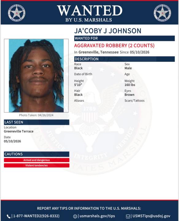 US marshals searching for wanted Greeneville man after robbery