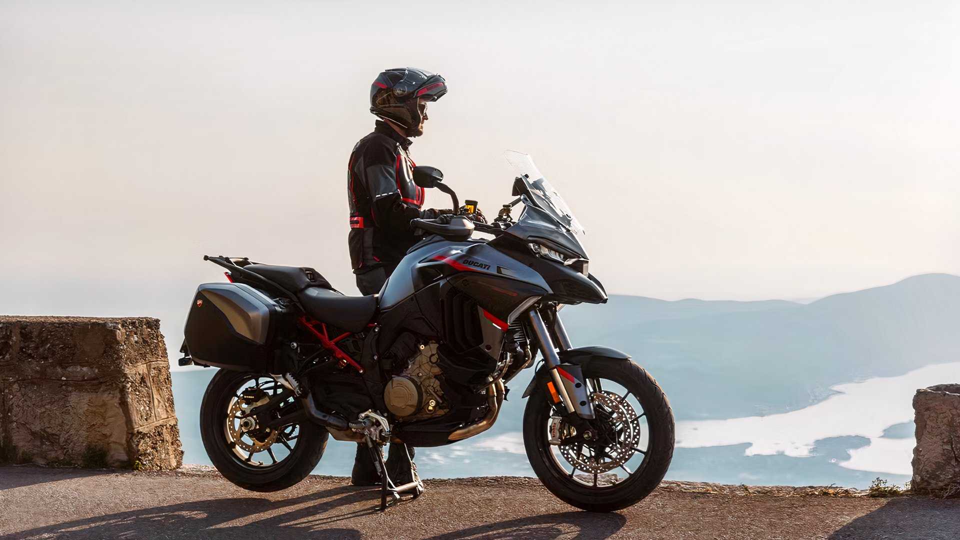 Ducati Multistrada V4 S parked on the side of a mountain road
