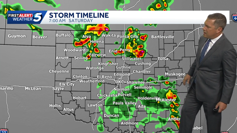 Timeline: Storms to continue across Oklahoma into Saturday morning