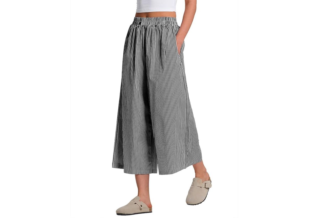 LOMON Womens Wide Leg Capri Pants