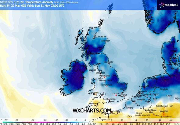 UK weather maps show brutal -1C freeze in May ending 33C heatwave