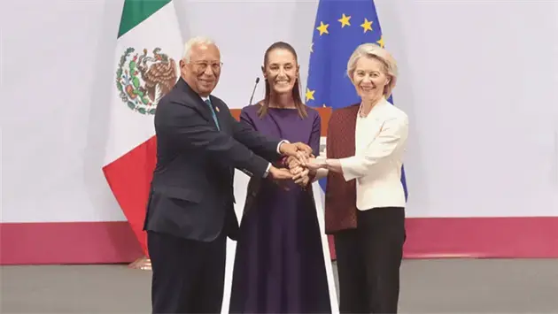 Sheinbaum firma acuerdos clave con Unión Europea en Palacio Nacional