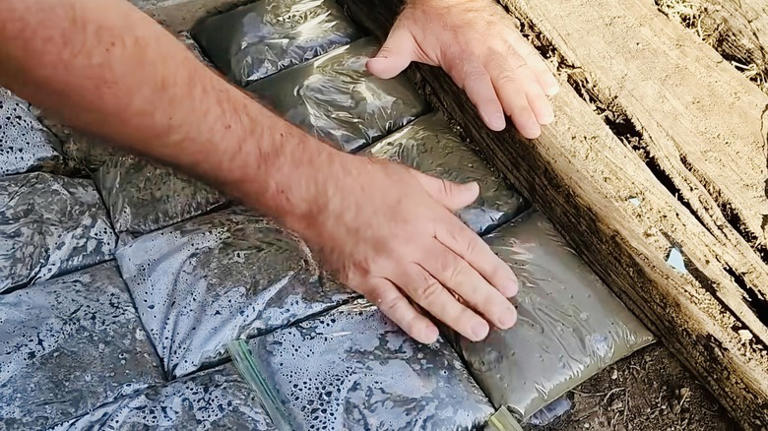 Use plastic bags to create budget-friendly patio pavers with a savvy DIY