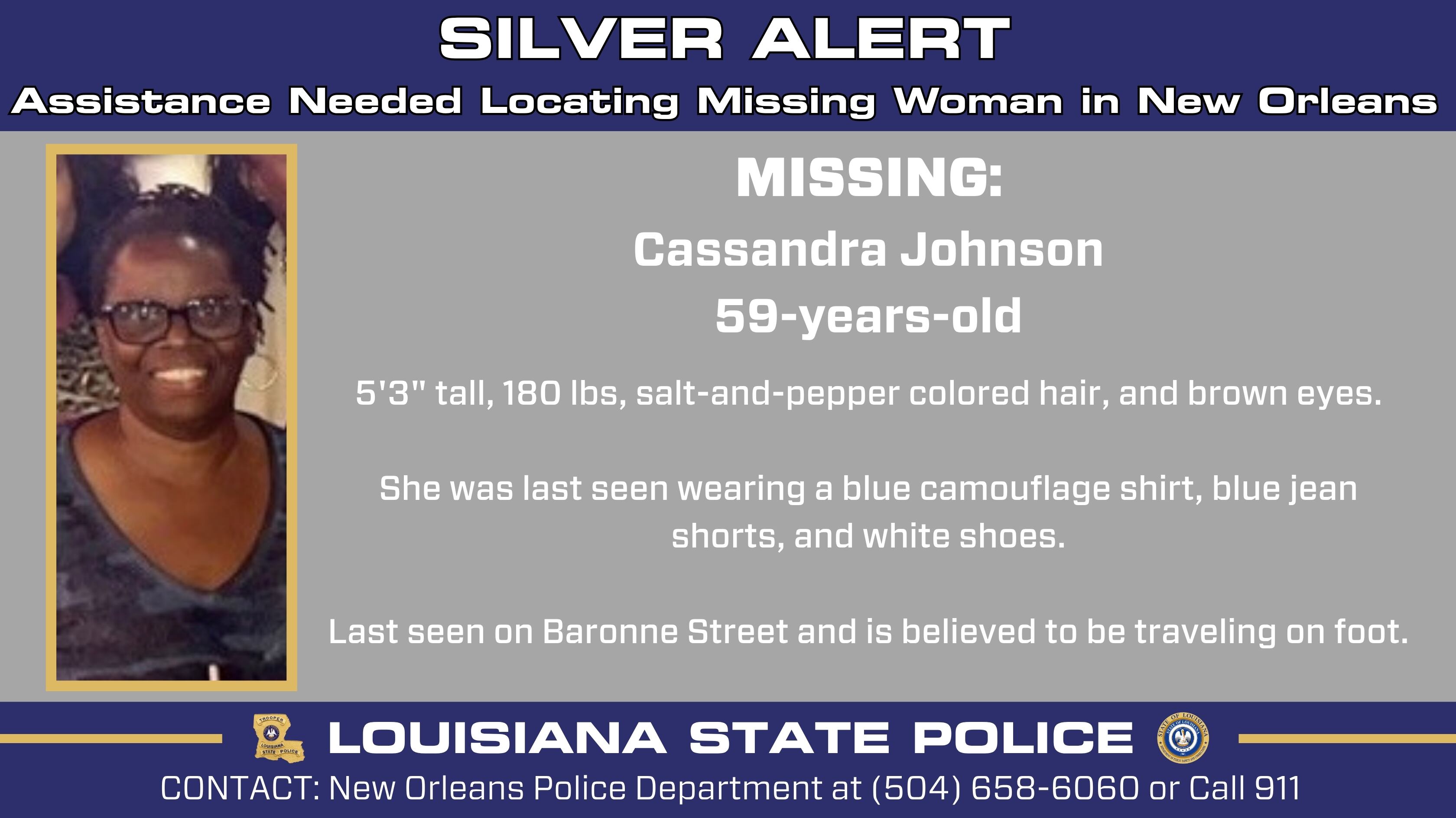 Louisiana State Police issue Silver Alert for missing New Orleans woman