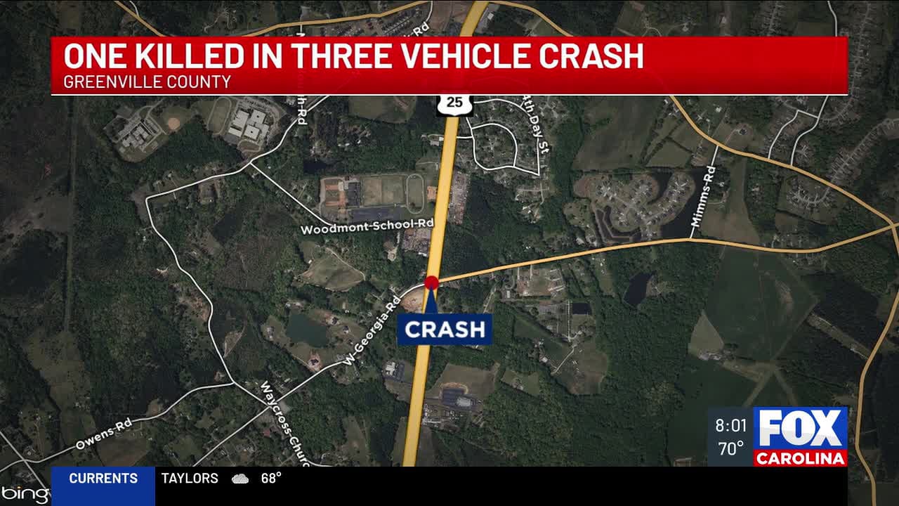 Coroner identifies victim of fatal three-car crash in Greenville County