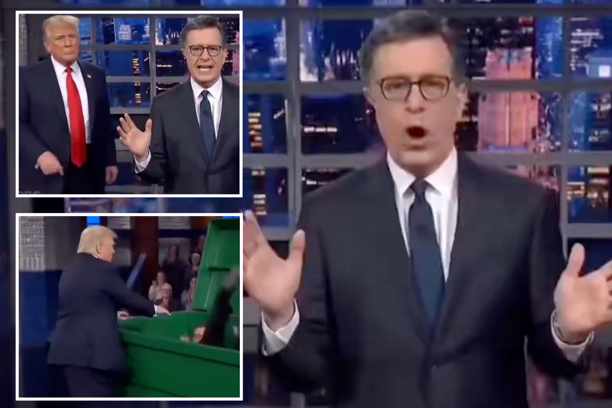 Trump posts AI-generated video of himself throwing Stephen Colbert into ...