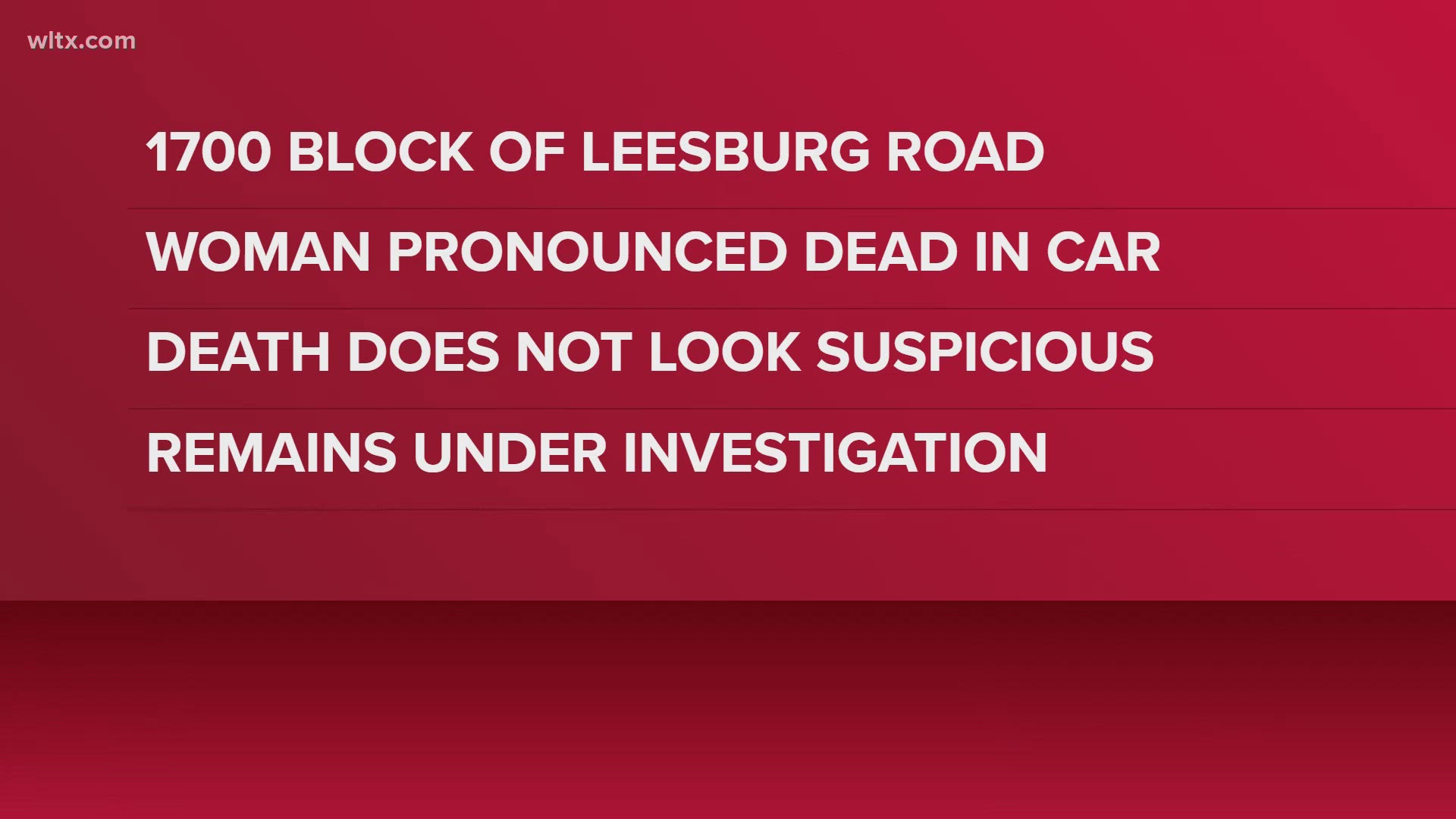 Woman found dead inside vehicle on Leesburg Road in Richland County