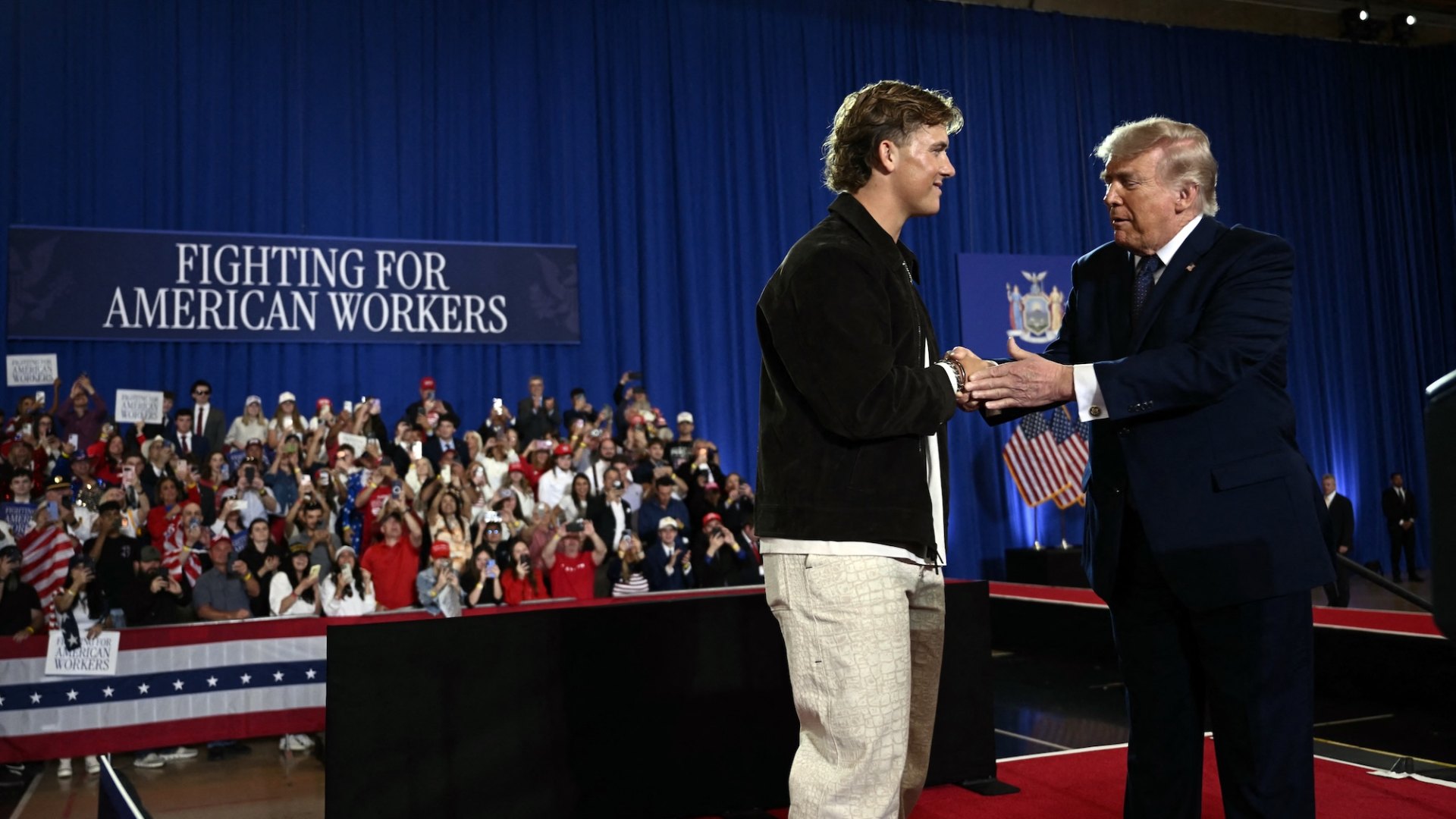 Giants' Jaxson Dart receives backlash for introducing Donald Trump at rally
