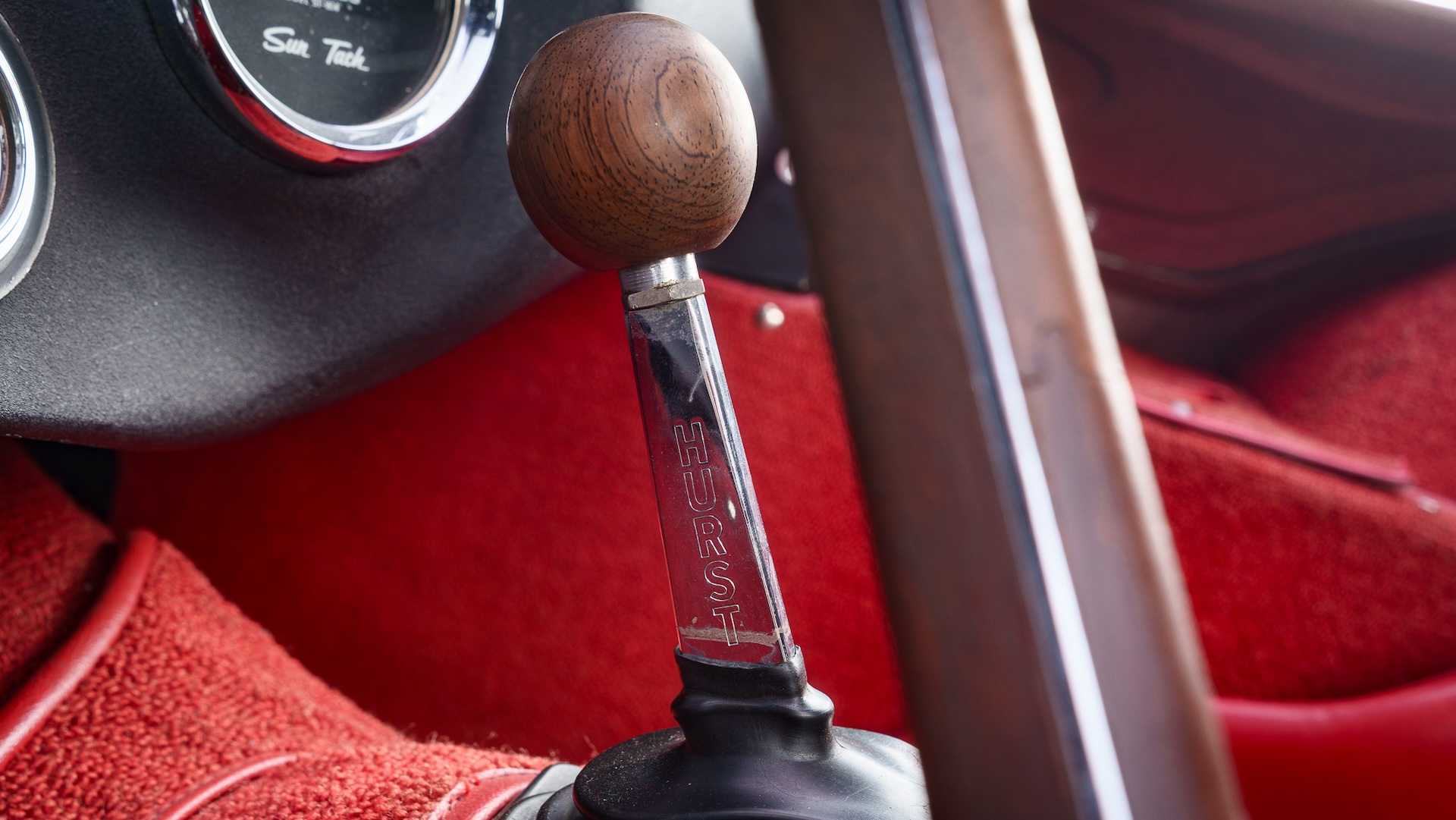 The Hurst shift lever in a vintage sports car
