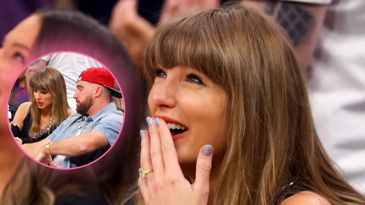Travis Kelce makes Taylor Swift laugh during romantic date night at NBA ...