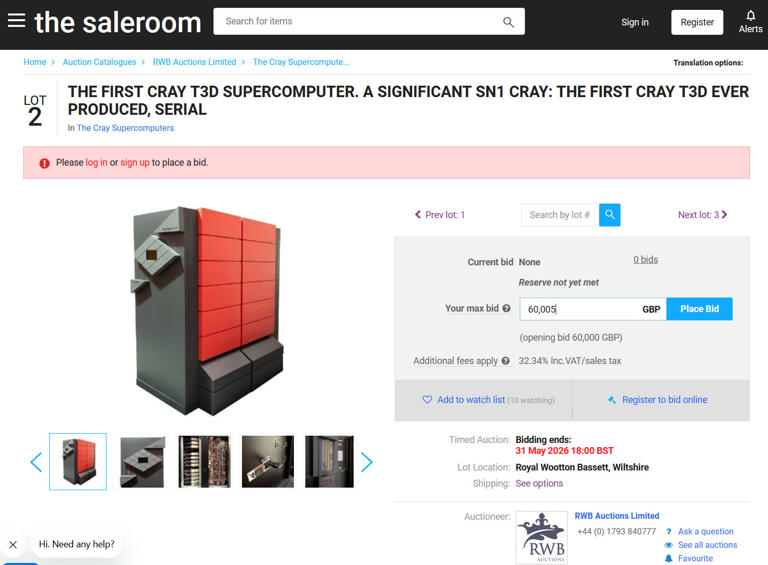 First ever Cray T3D supercomputer goes up for auction with $81,000 reserve