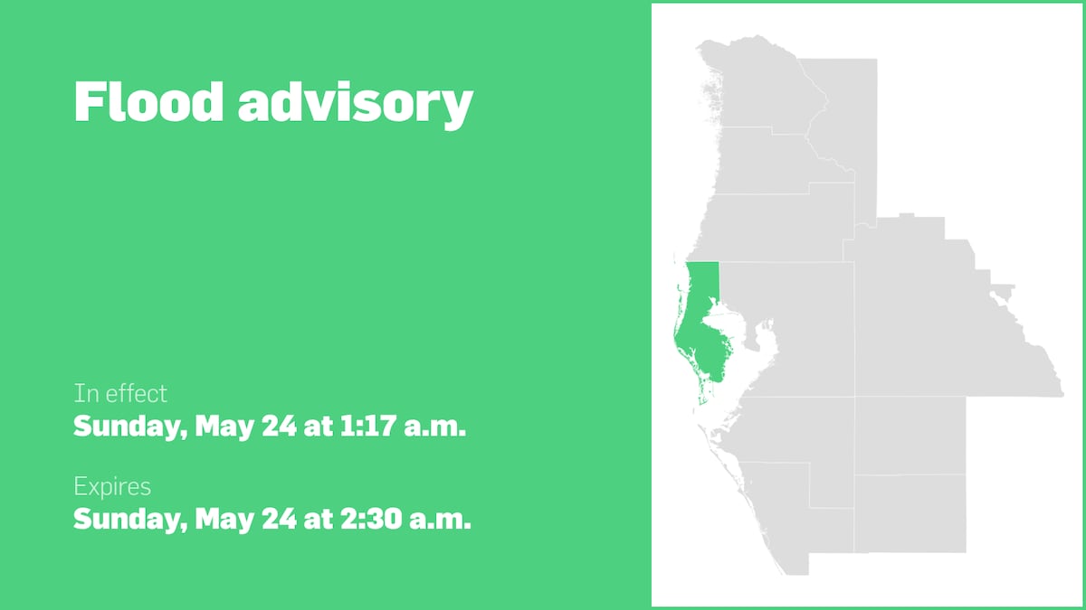 Update: Flood advisory affecting Pinellas County until 2 a.m. Sunday ...