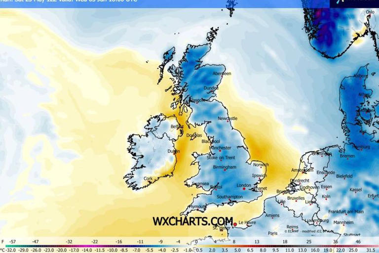 UK weather maps show 35C heatwave chill as temperatures could plunge to 0C