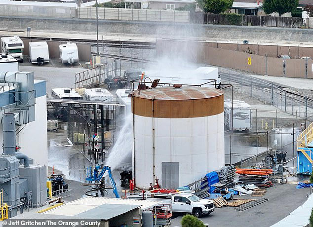 Toxic chemical tank on the brink of exploding has a crack in it