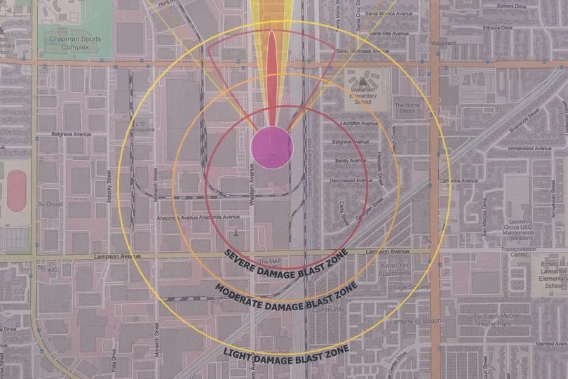 Orange County map reveals blast zone as chemical tank at risk of ...