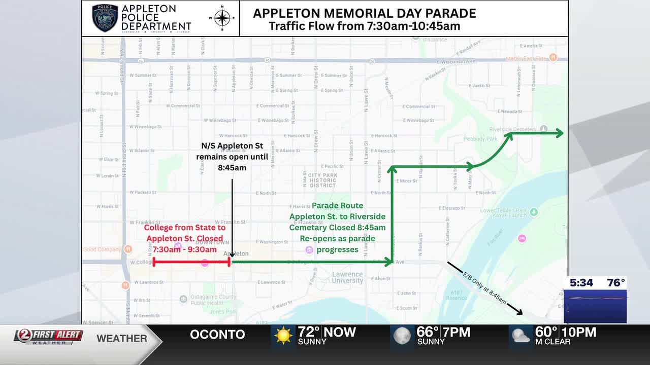 Appleton, Fond du Lac announce Memorial Day parade street closures