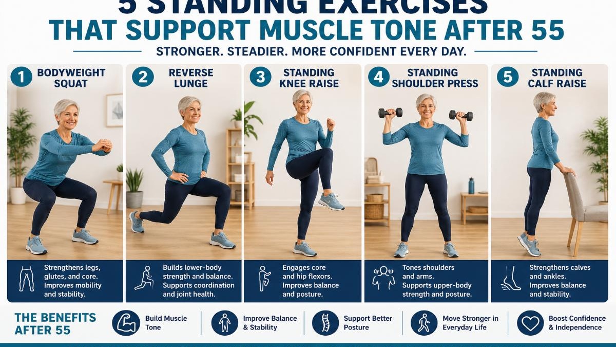 Want better muscle tone after 55? These 5 standing exercises could ... - Exercises For Younger Standing Posture