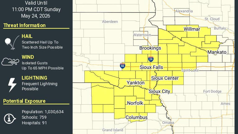 Severe storms prompt watch as large hail, strong winds threaten Minnesota