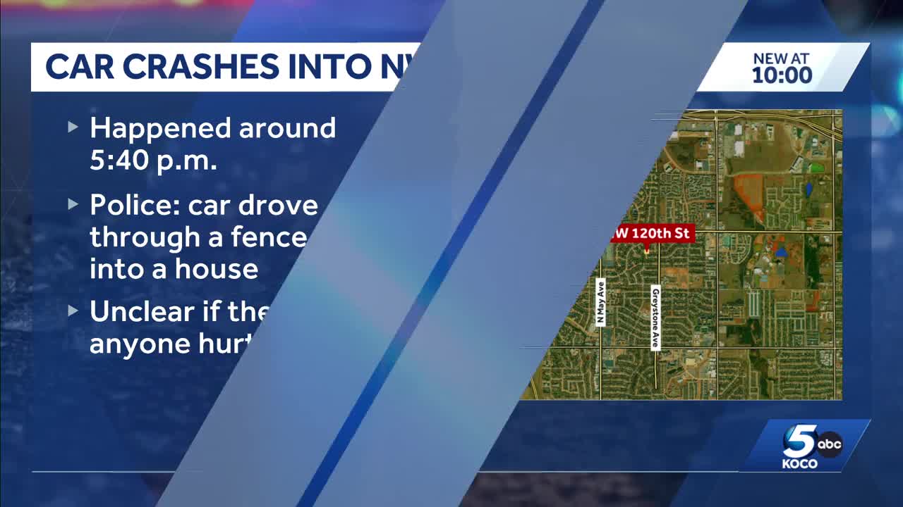 Police: Car drives through fence before crashing into northwest OKC home