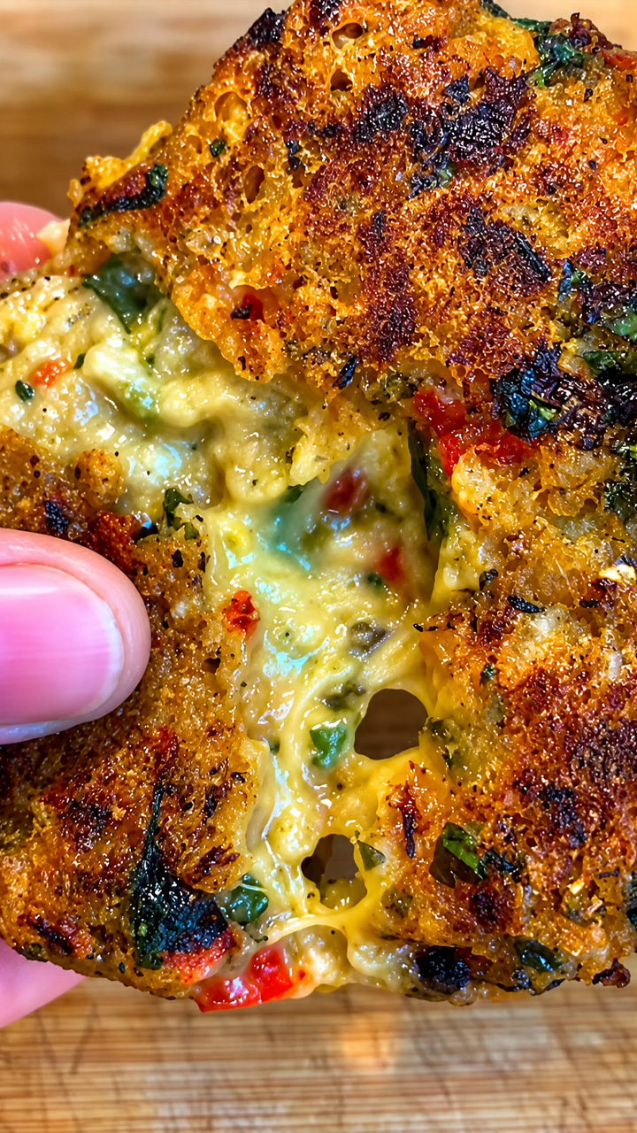 Crispy and cheesy plant based rice fritters recipe