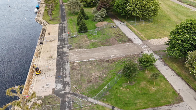 Drone images show progress of new £8.3m footbridge over River Nene in ...