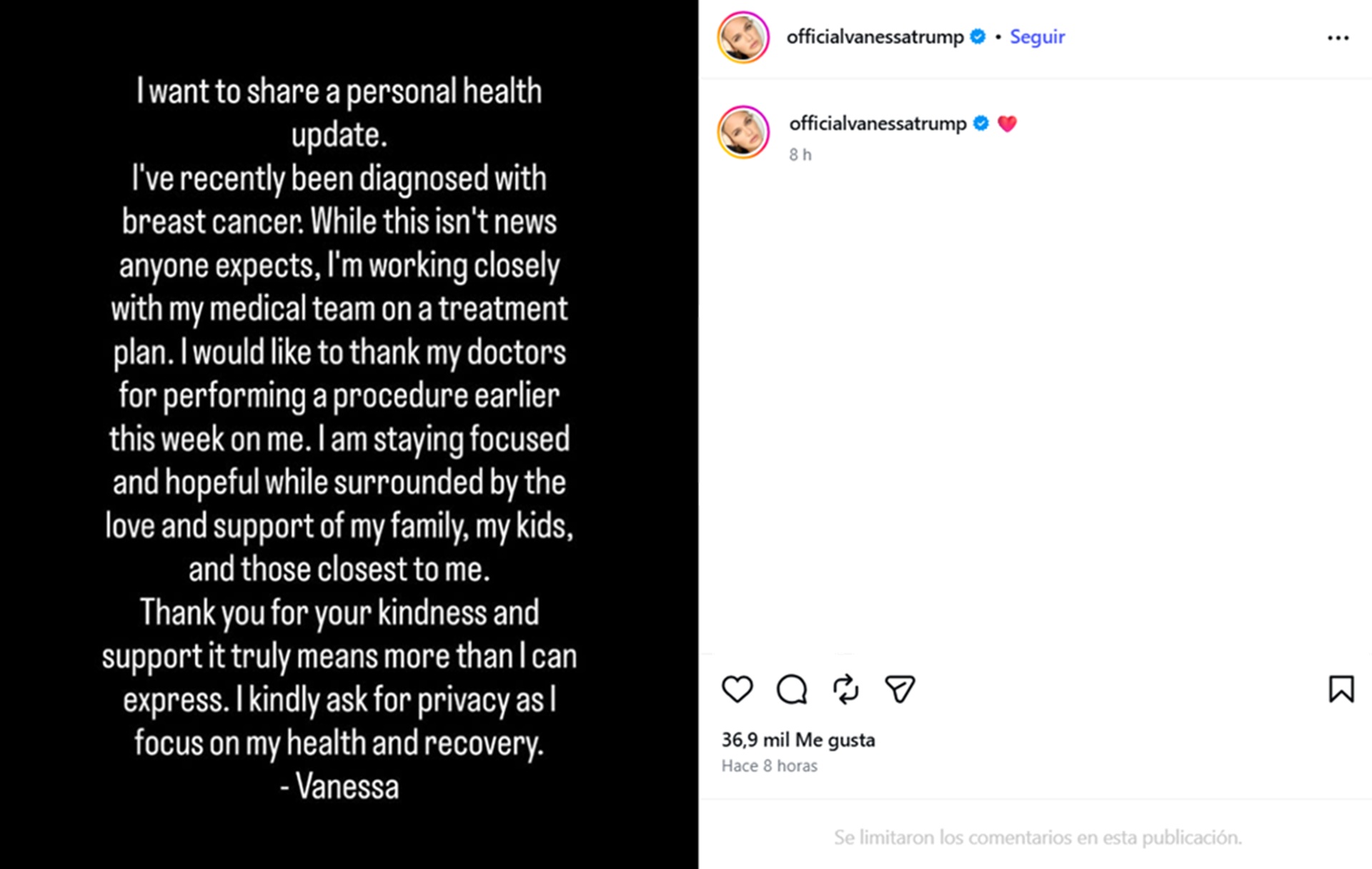 Vanessa Trump reveals she has breast cancer: 'I'm staying focused and ...