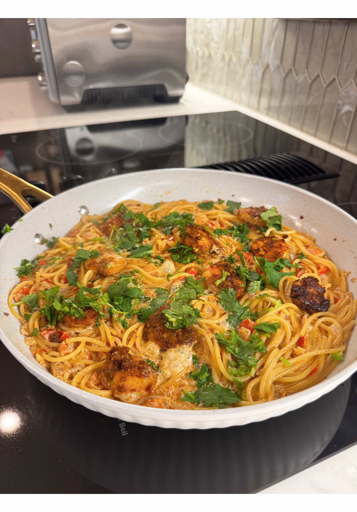 Quick spicy Cajun shrimp pasta comfort meal ready in minutes
