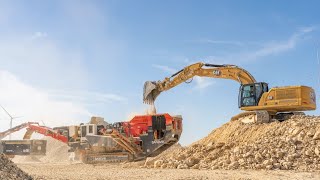 Mining equipment handling rock crushing and screening operations