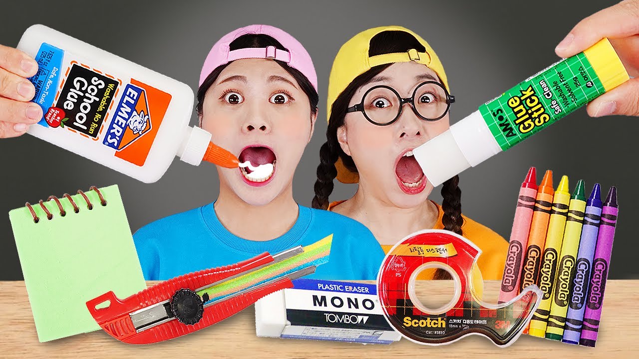 Fun sneak food DIY school supplies mukbang 학용품 먹방 DONA 도나