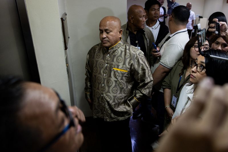 Philippine Senator Ronald "Bato" dela Rosa, the chief enforcer of former president Rodrigo Duterte's drug war, at the Senate, which holds him under protective custody amid an International Criminal Court warrant, in Pasay City, Metro Manila, Philippines, May 13, 2026. REUTERS/Eloisa Lopez